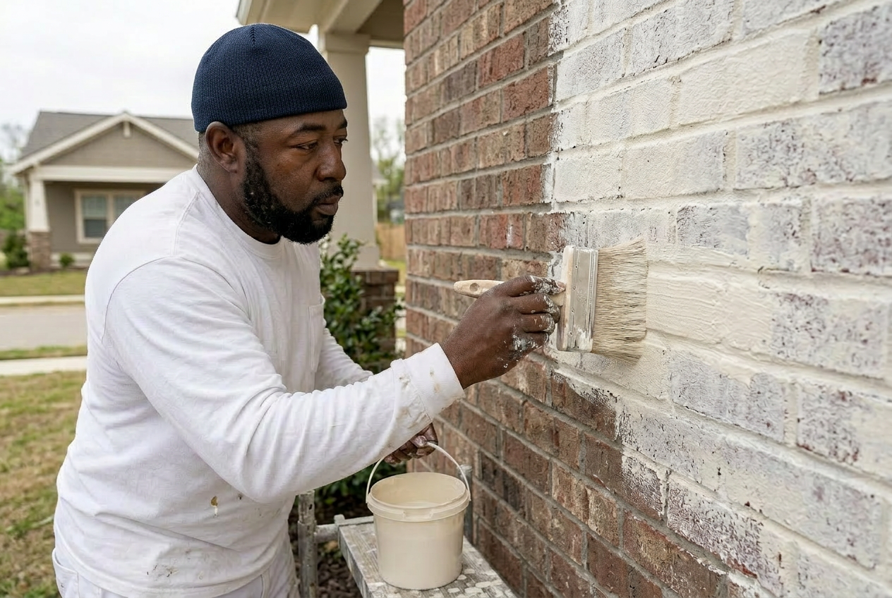Jerry, co-owner of Creative Painting and More 2 LLC — Lime wash on brick